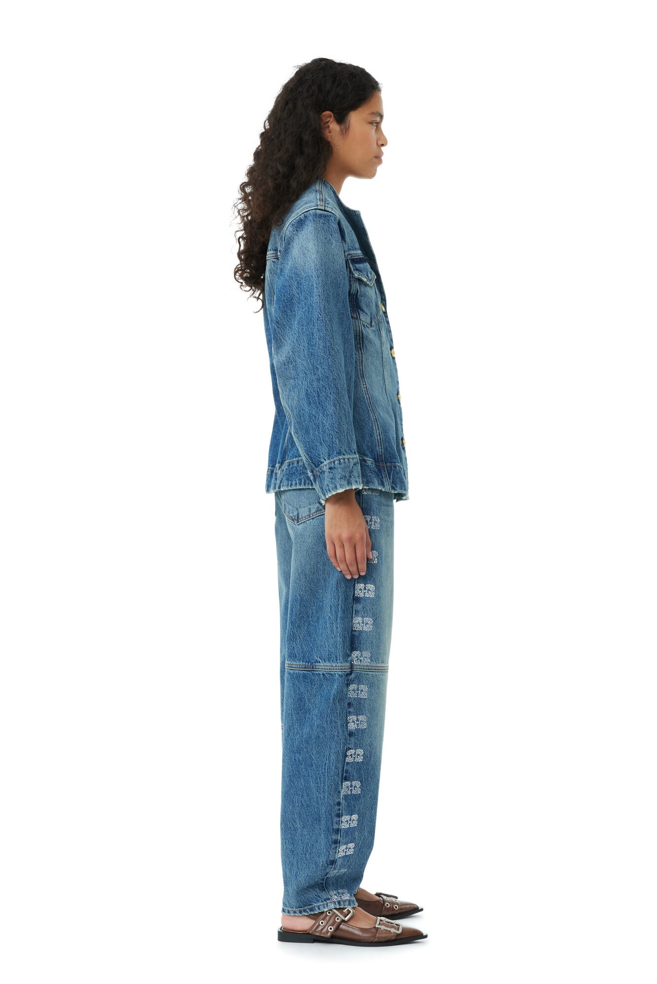 SPARKLE LOGO DENIM FITTED BLAZER - 8