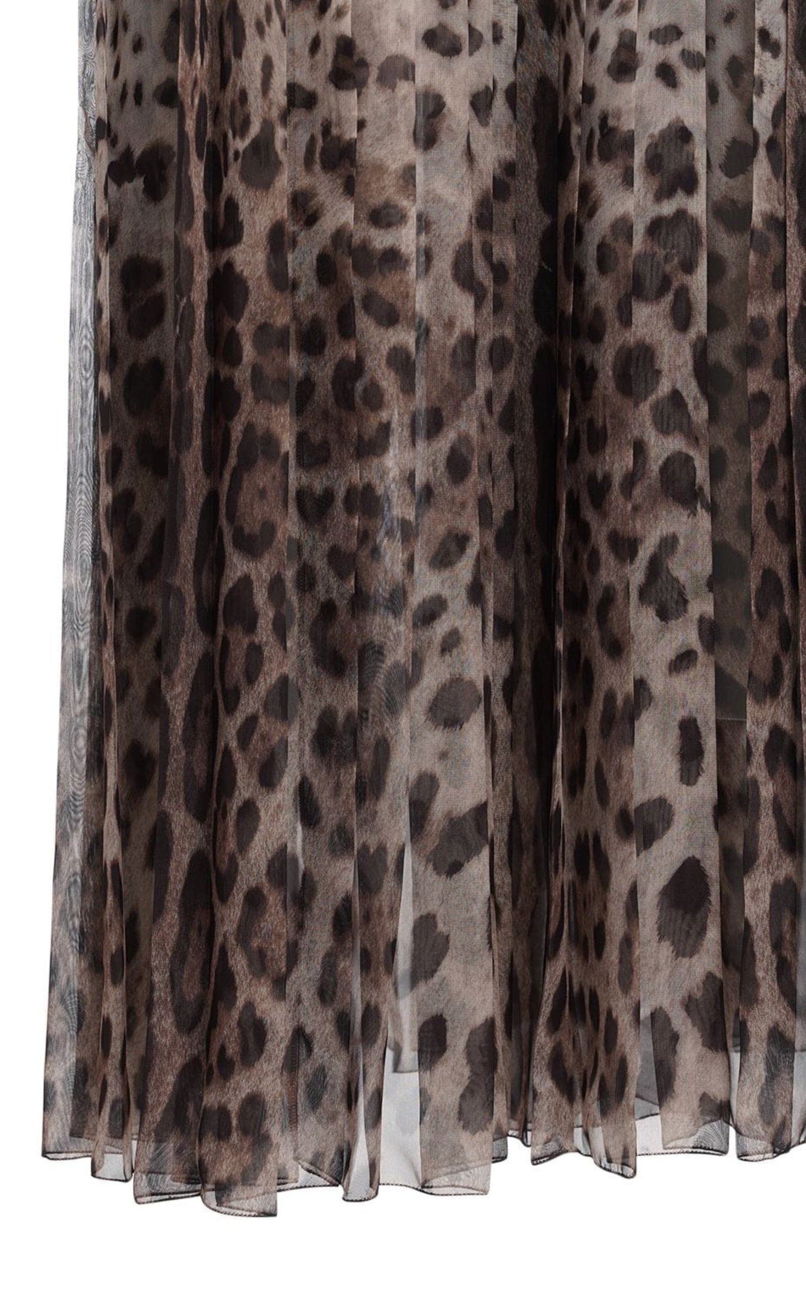 Leopard Print Wide Chiffon Pants - 5