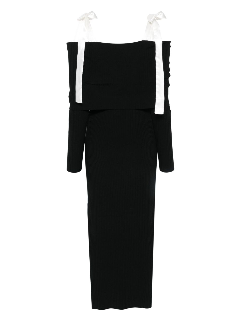 off-shoulder knitted maxi dress - 2