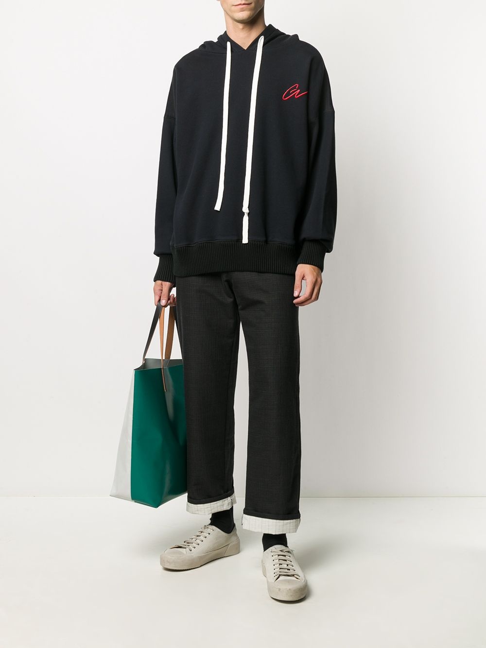 SLOUCHY LOGO EMBROIDERED HOODIE - 2