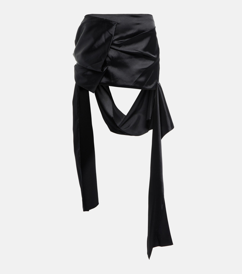 Draped satin miniskirt - 1