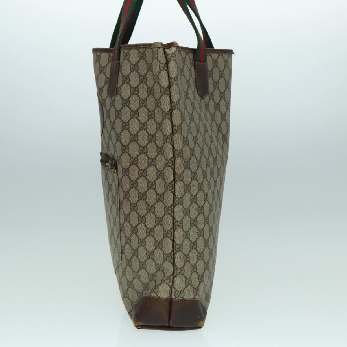 GUCCI GG Supreme Web Sherry Line Tote Bag Pvc Leather Beige 38 38 - 3