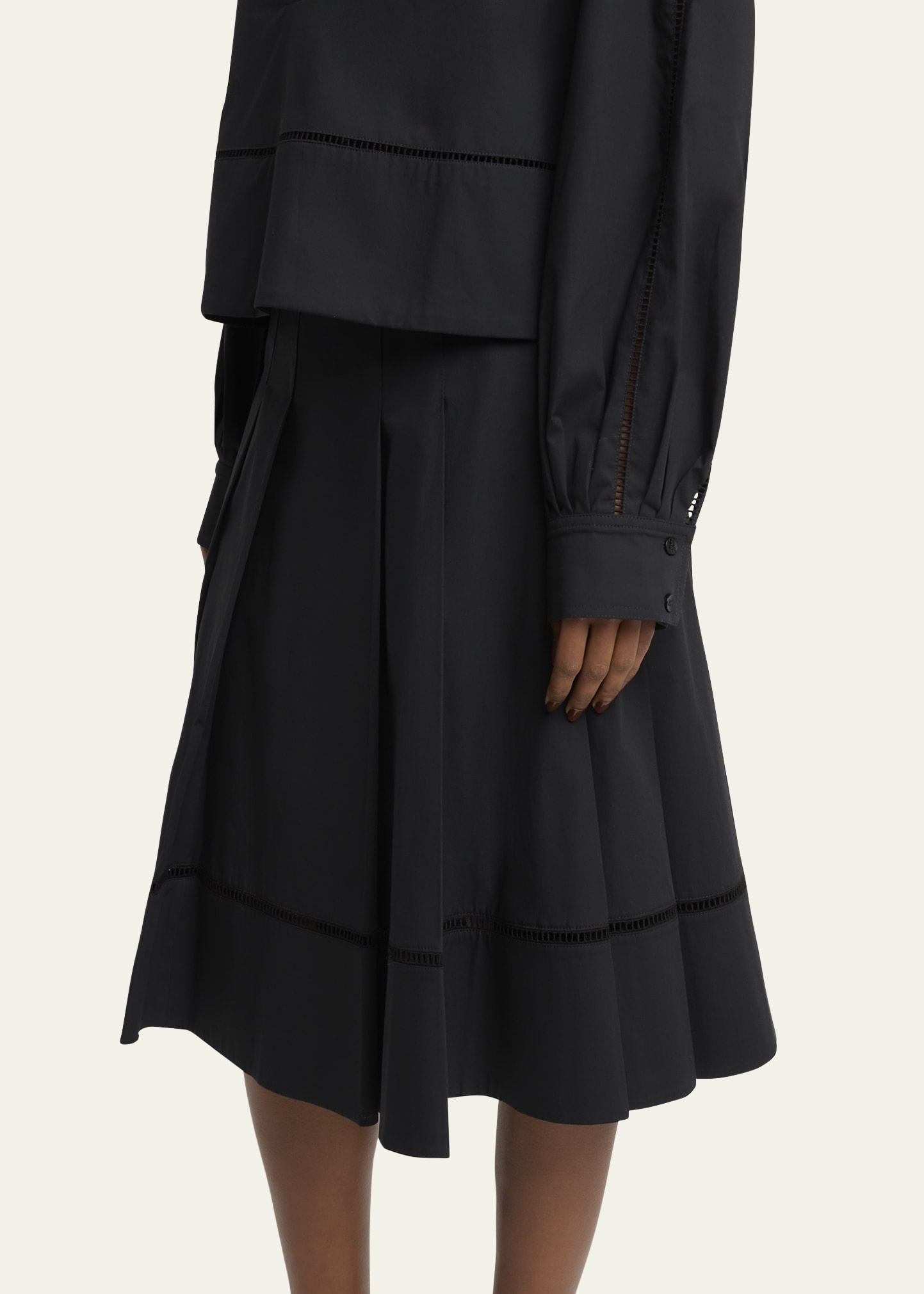 Laci Pleated Eco Cotton Poplin Midi Skirt - 5