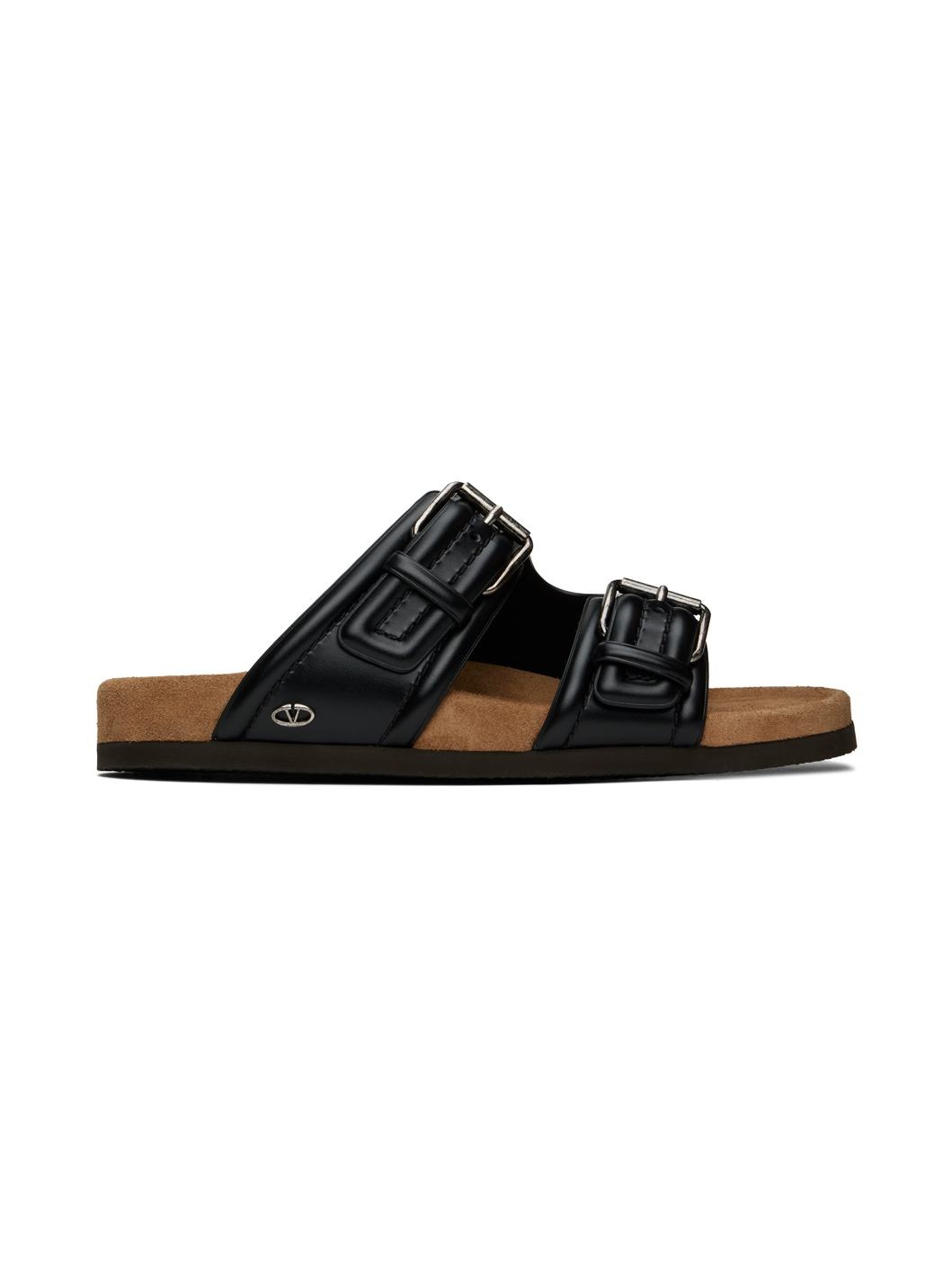 Black Fussfriend Calfskin Slides - 1