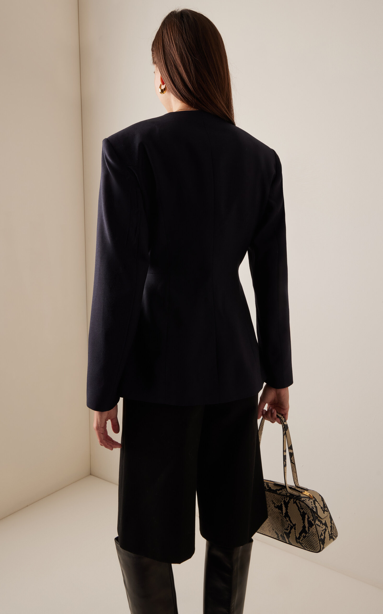 Exclusive Collarless Wool-Blend Blazer navy - 4