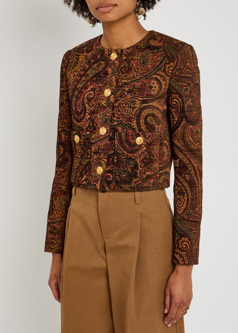 Chloe Paisley-jacquard Cropped Woven Jacket - 2