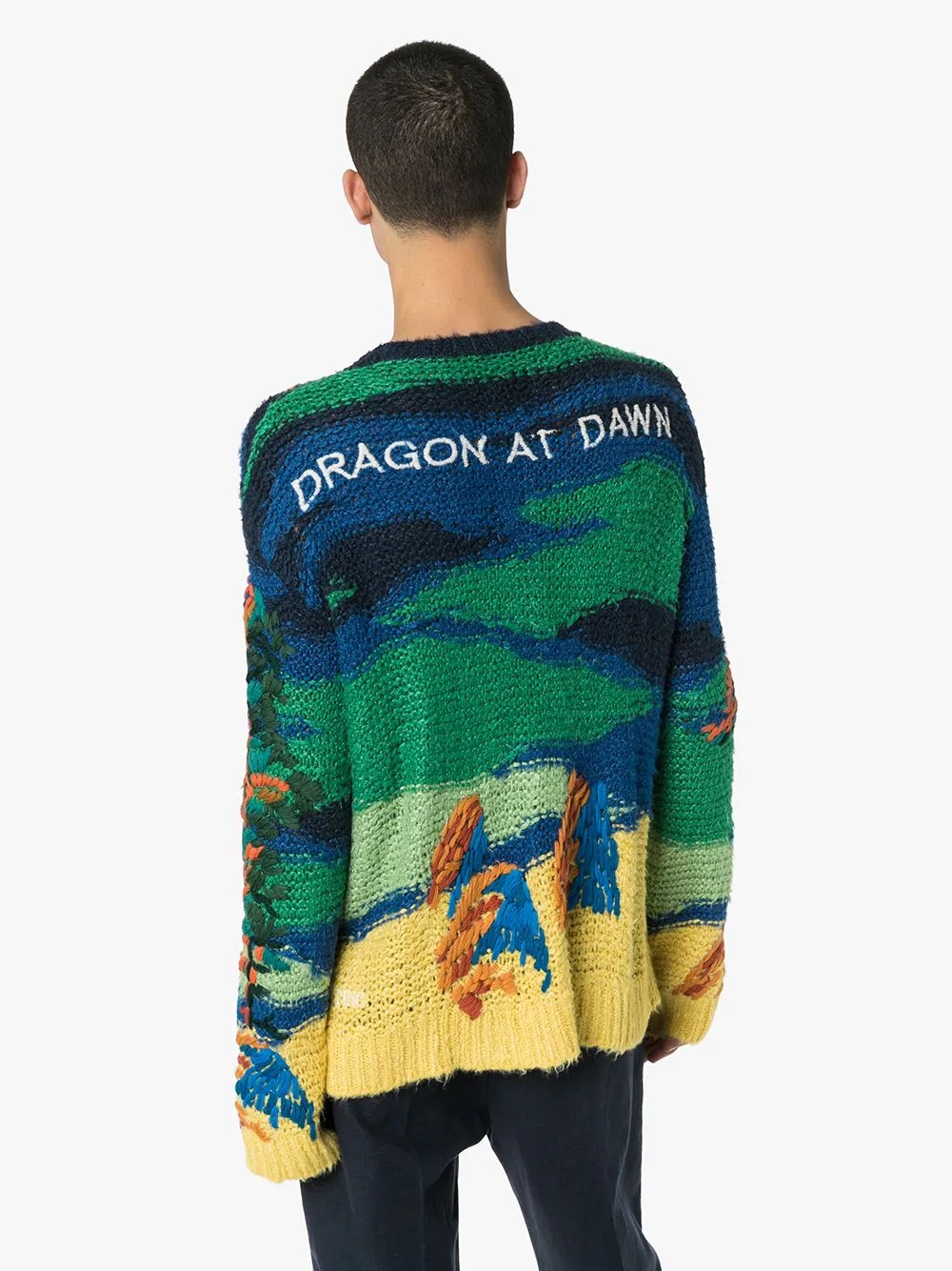 intarsia knit dragon motif jumper - 4