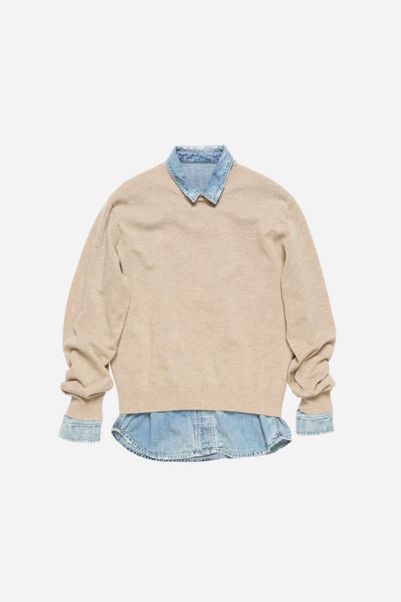 Layered wool jumper - Beige 1