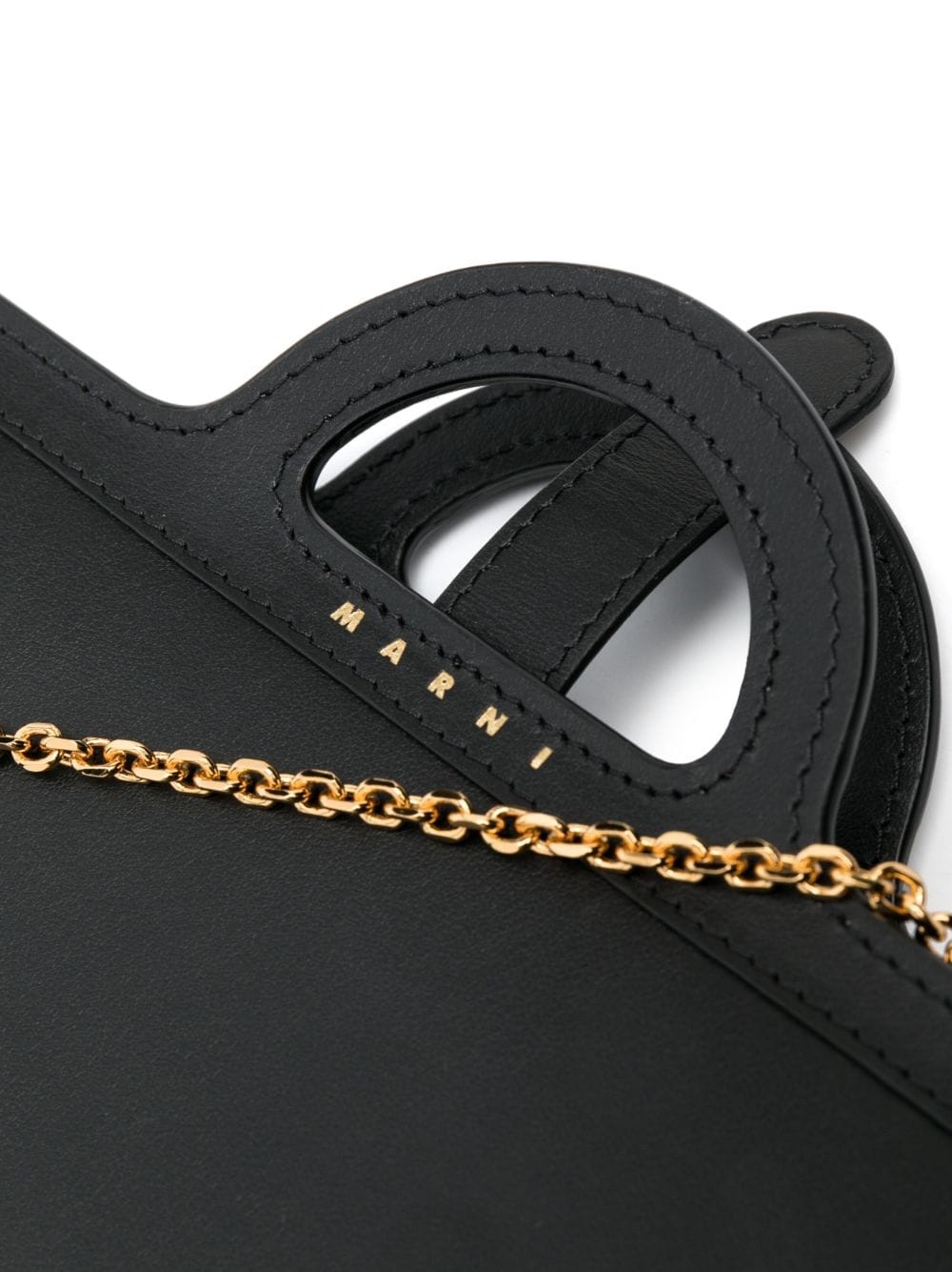 chain-link strap leather bag - 4