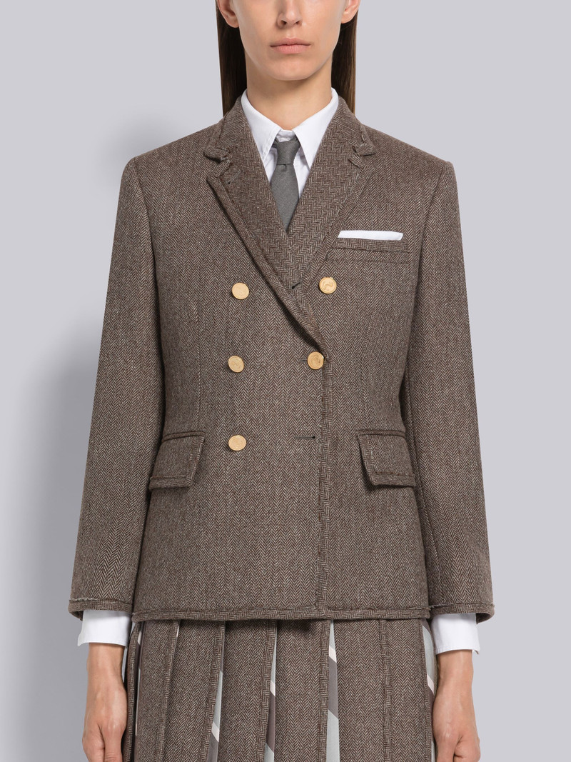 Herringbone Lambswool Double Breasted Classic Sport Coat - 1