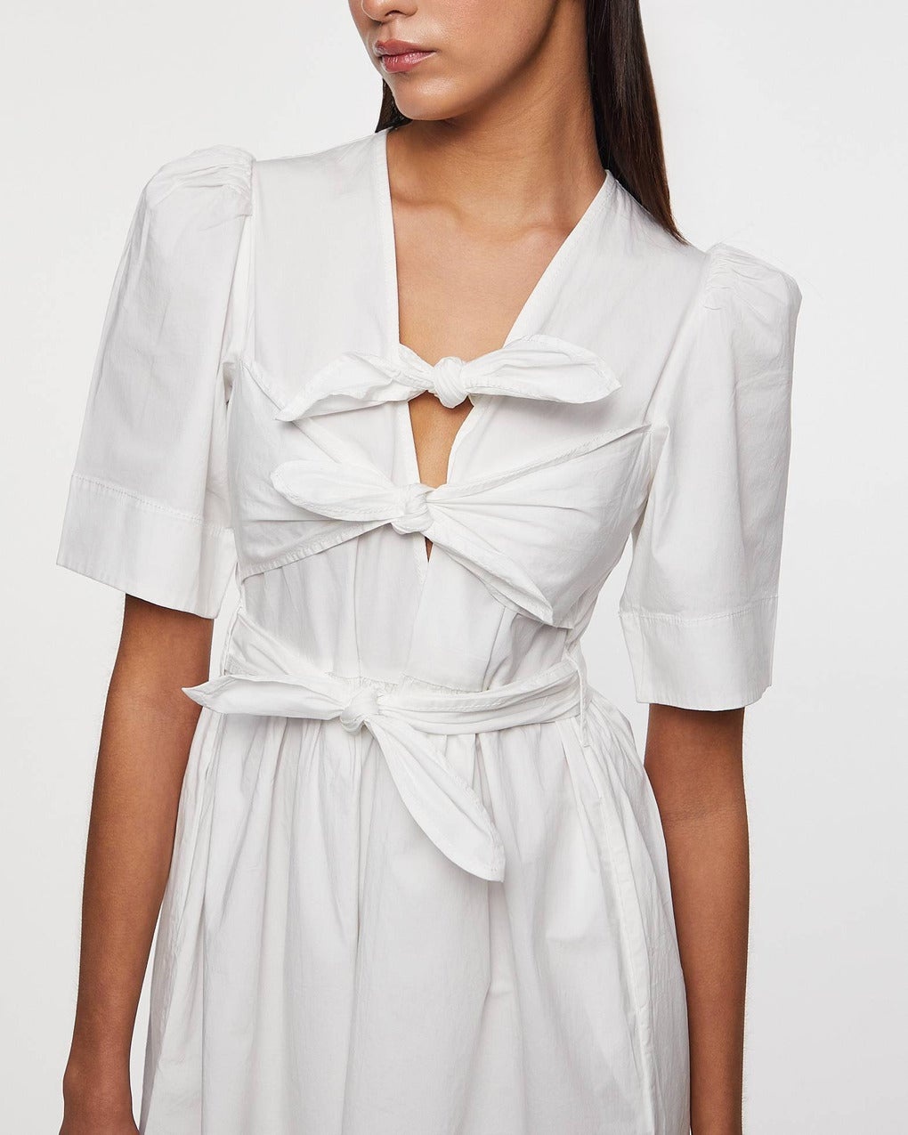 Dress Washed Stretch Cotton Strap Midi White - 5