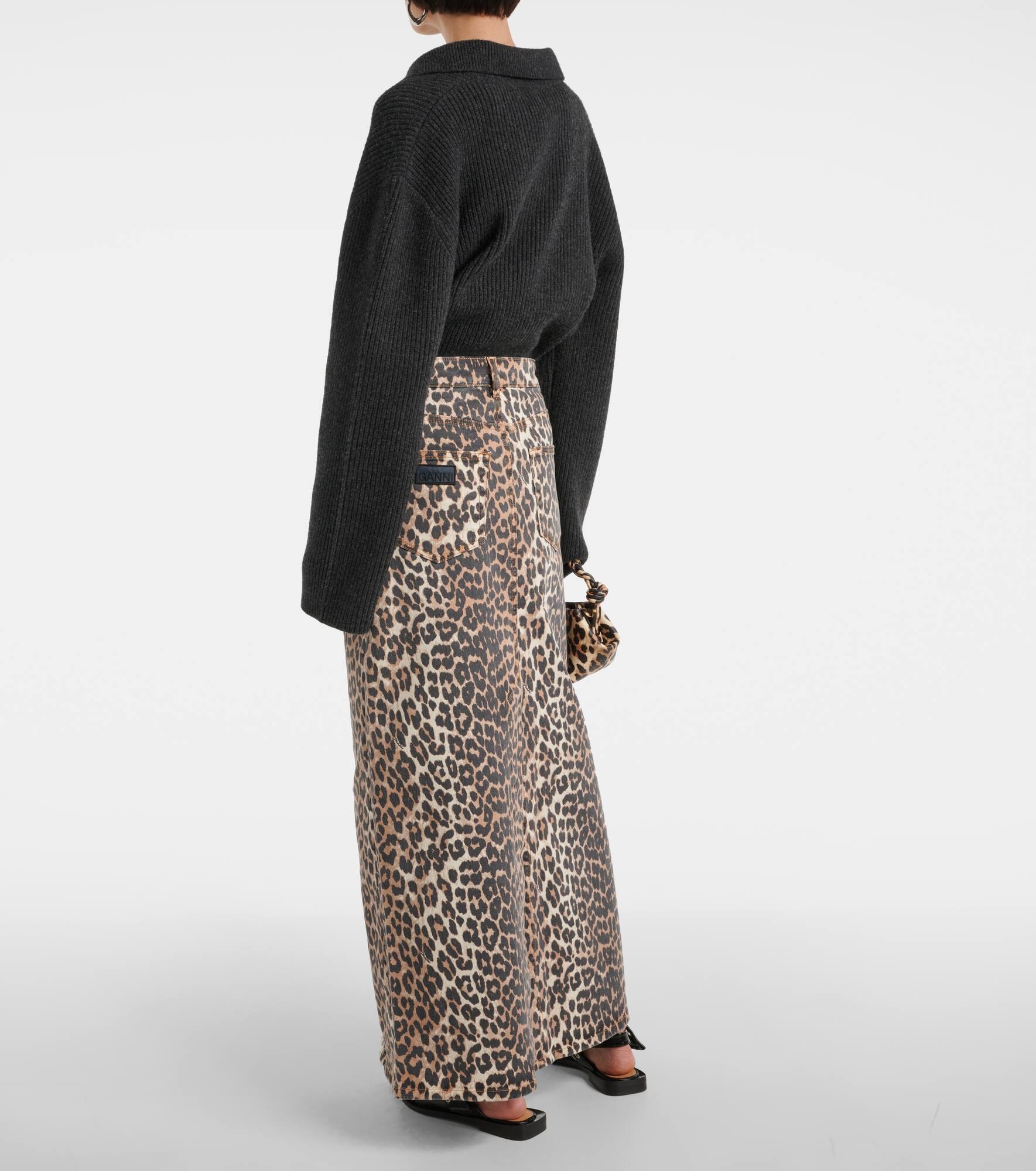 Leopard-print denim maxi skirt - 3