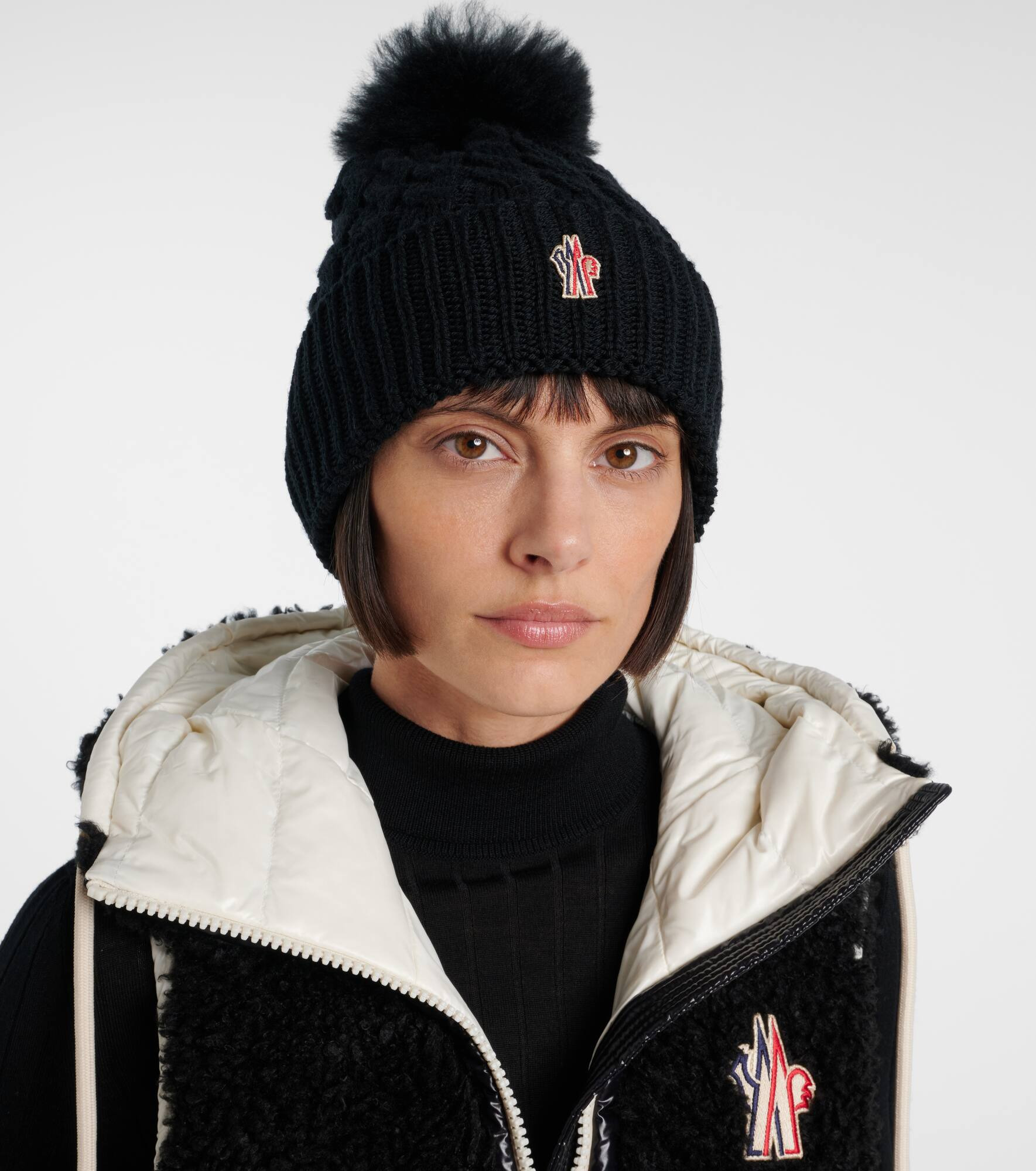 Logo shearling-trimmed virgin wool beanie - 2