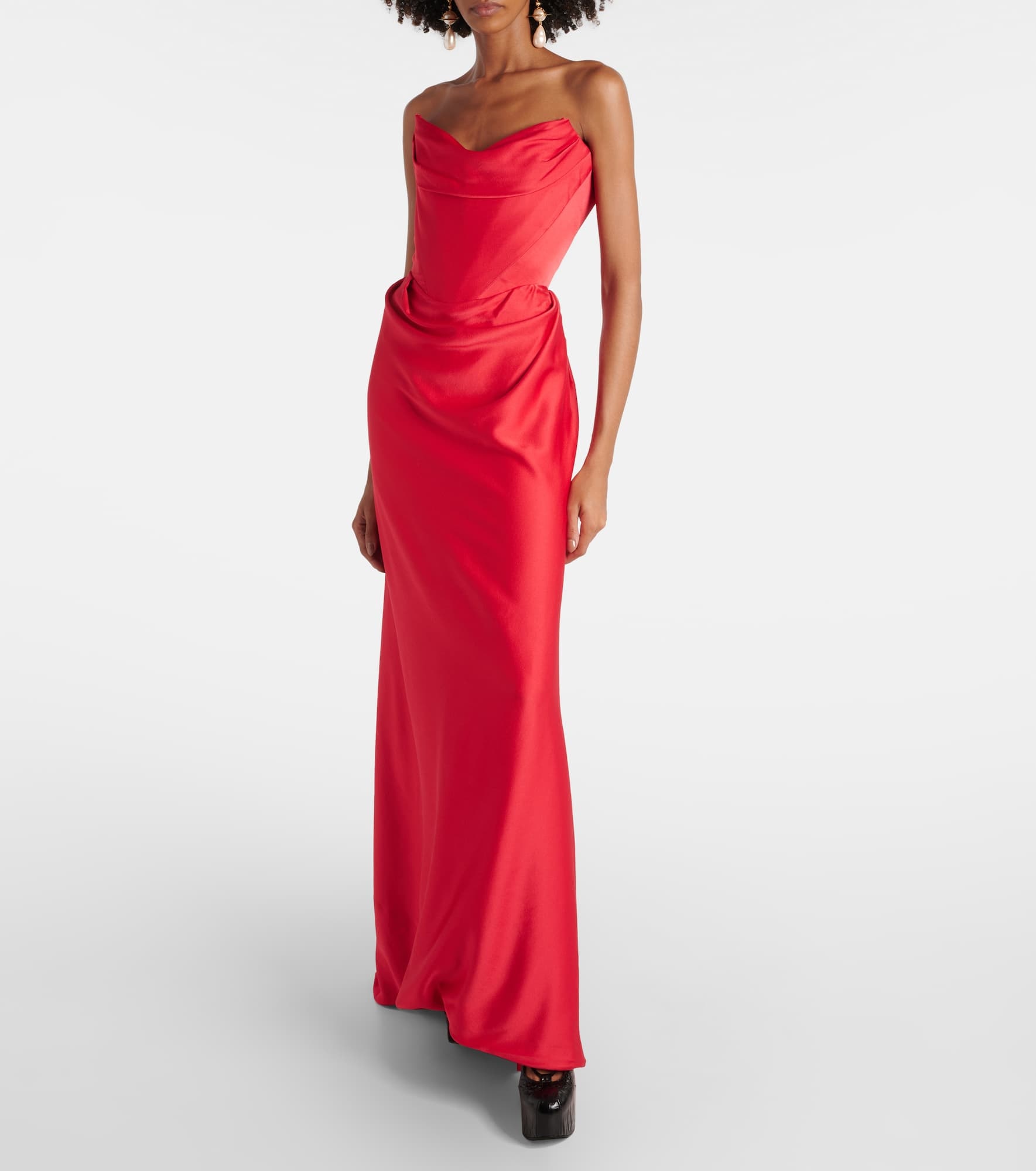 Off-shoulder satin gown - 2