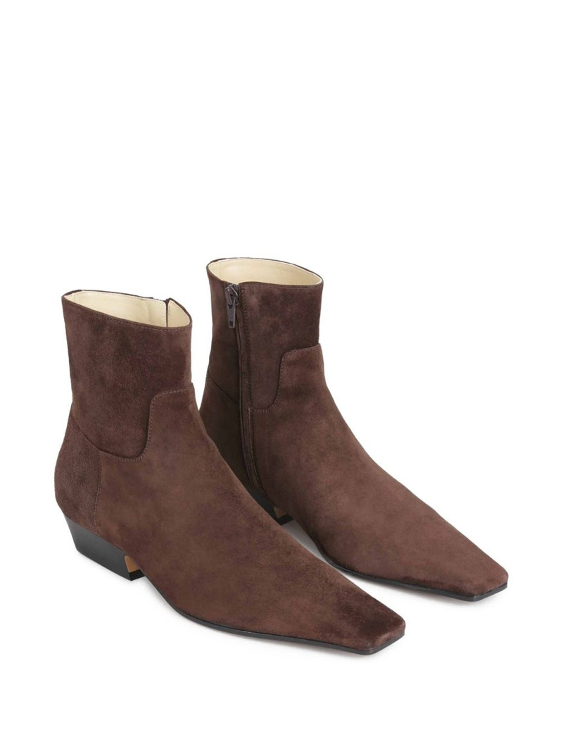 KHAITE Marfa suede square-toe boots outlook