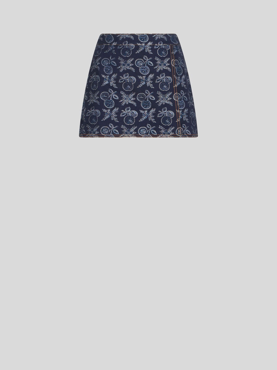 MINI DENIM JACQUARD SKIRT - 1