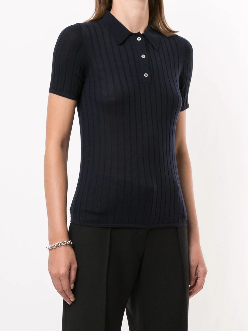 ribbed merino wool polo top - 3