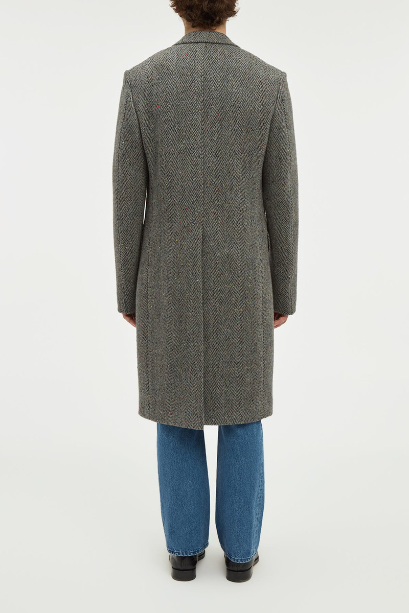 Mcaffrey Coat in Charcoal Multi Cashmere Wool Herringbone 6