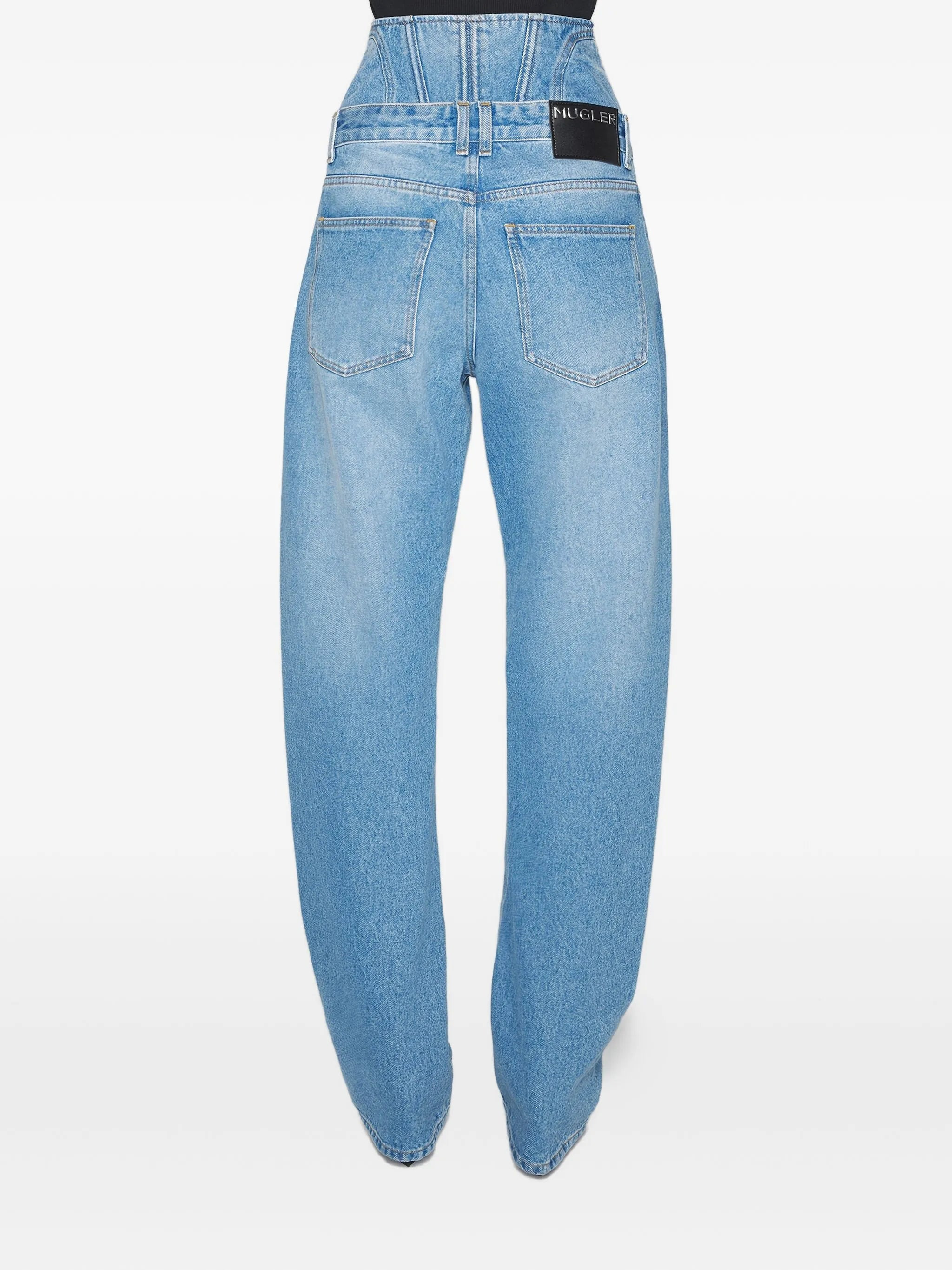 corset-detail curved jeans - 3