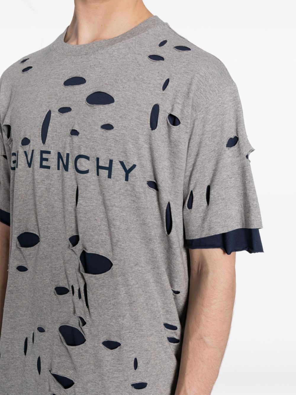 distressed layered T-shirt - 5