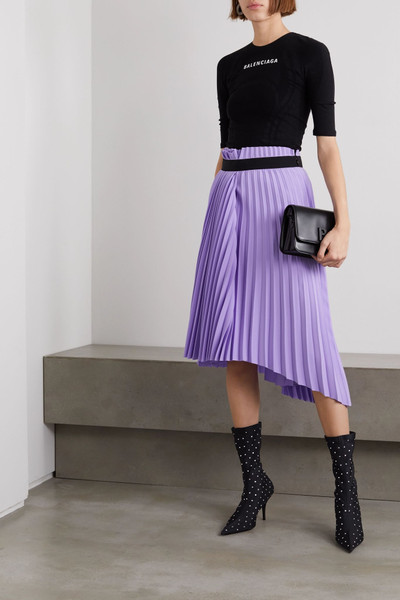 BALENCIAGA Asymmetric pleated crepe midi skirt outlook