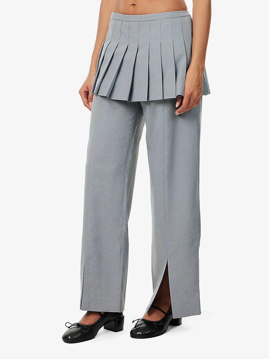 Lichi skirt-overlay straight-leg woven trousers - 3