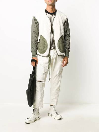 Greg Lauren shearling panel bomber jacket outlook