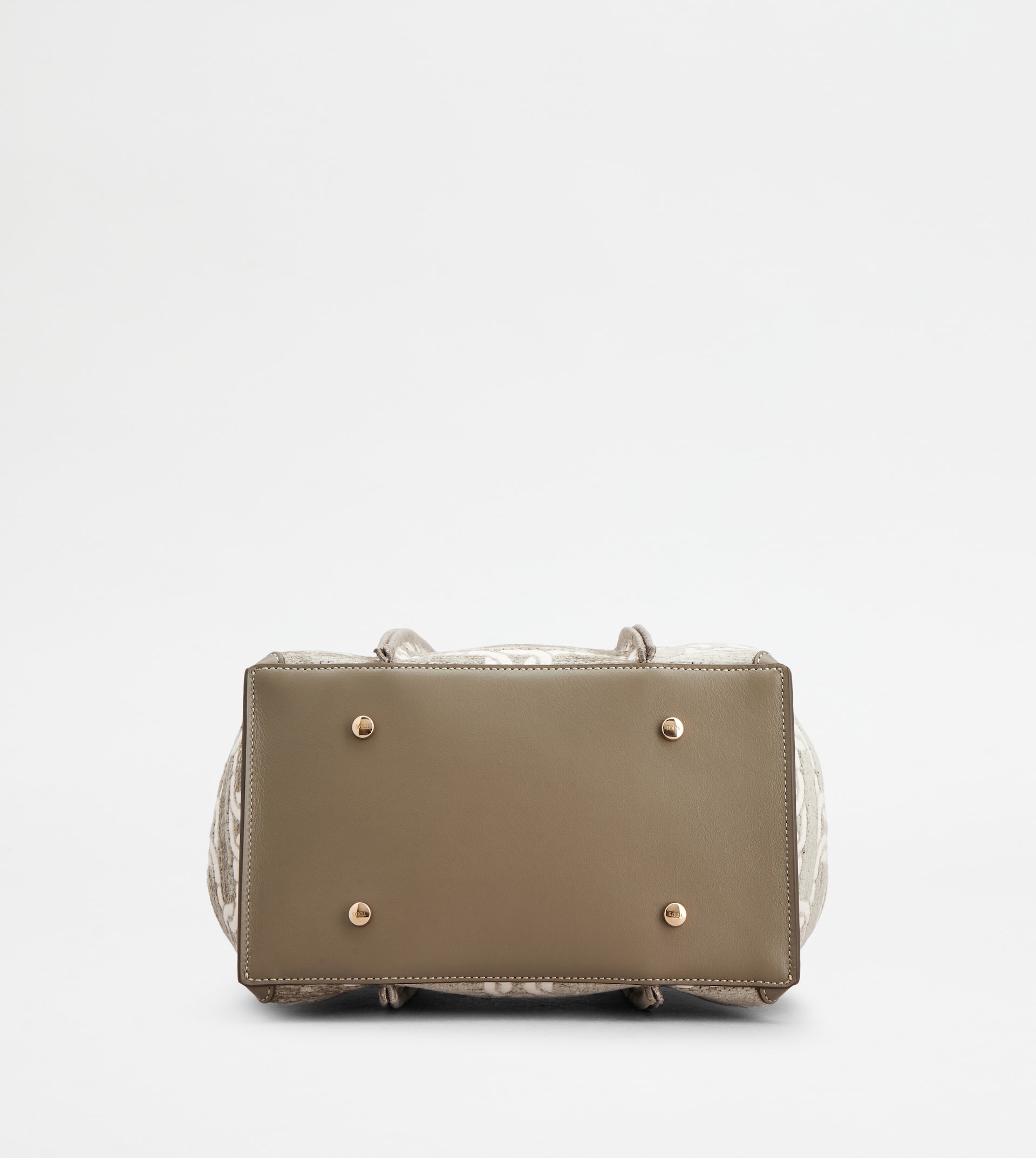 T TIMELESS SHOPPING BAG IN FABRIC AND LEATHER MINI - GREY, OFF WHITE - 6