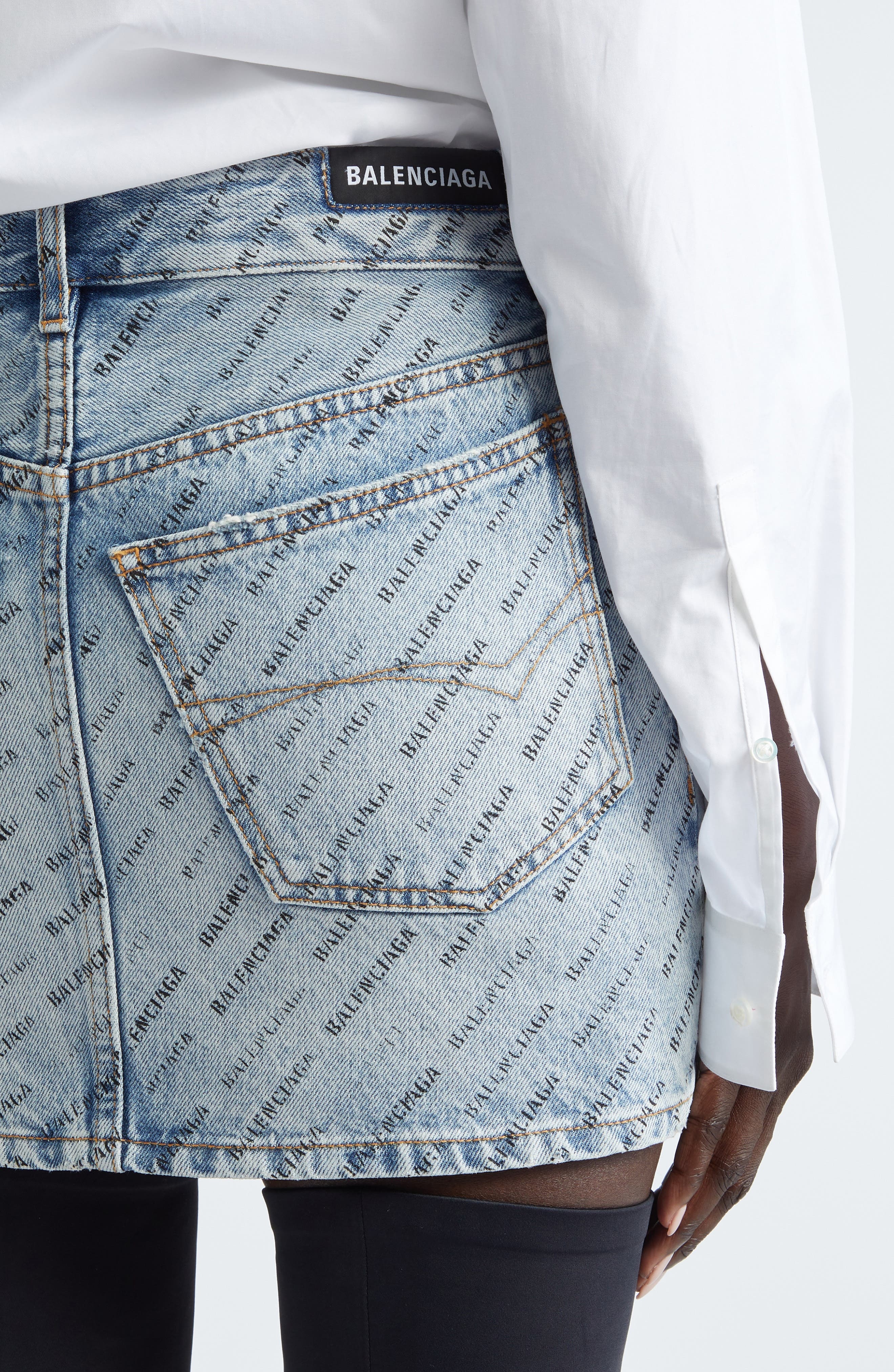 Logo Print Low Rise Denim Miniskirt - 5