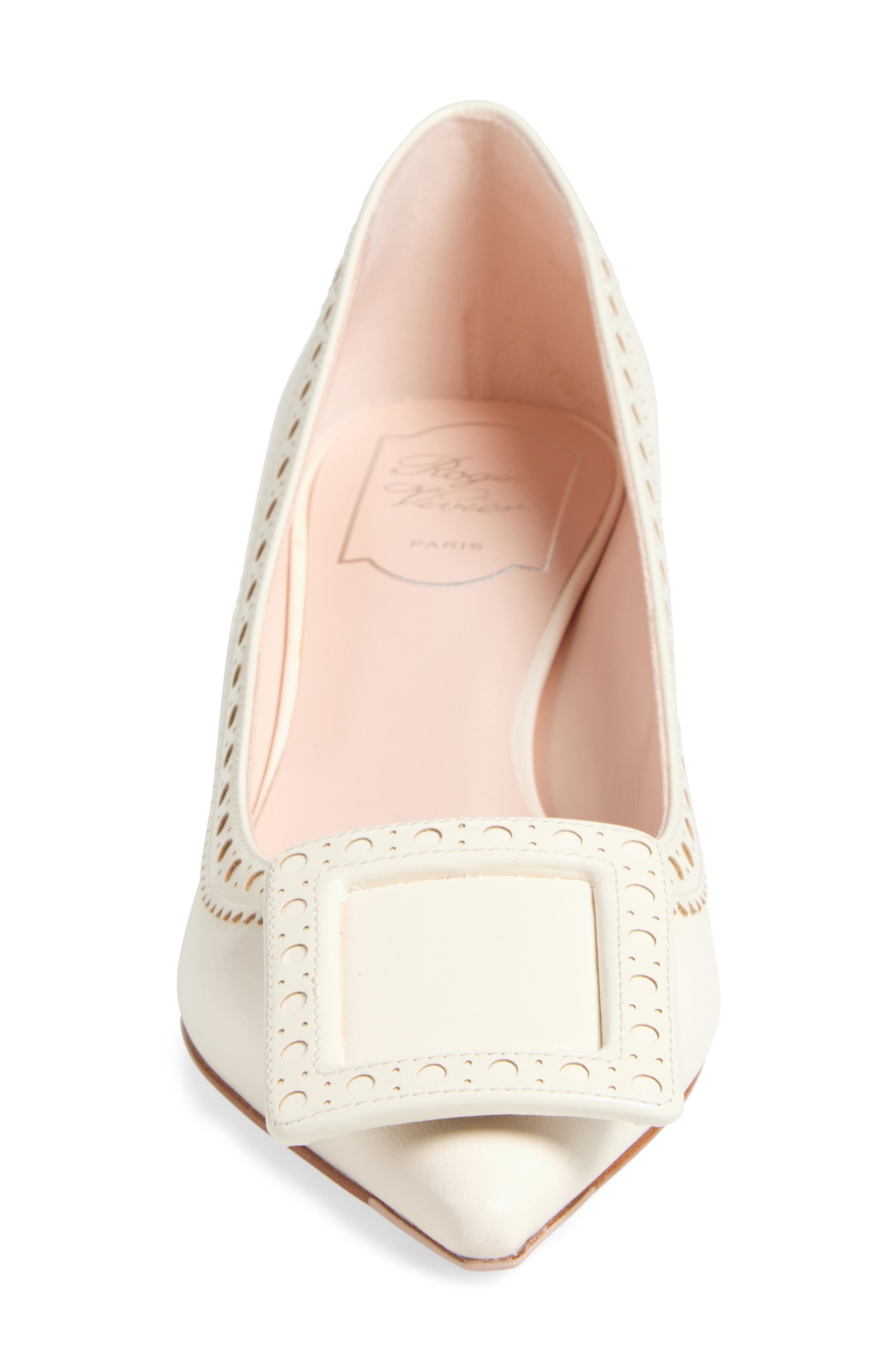 Roger Vivier Viv in the City Pointed Toe Kitten Heel Pump in Cire at Nordstrom - 4