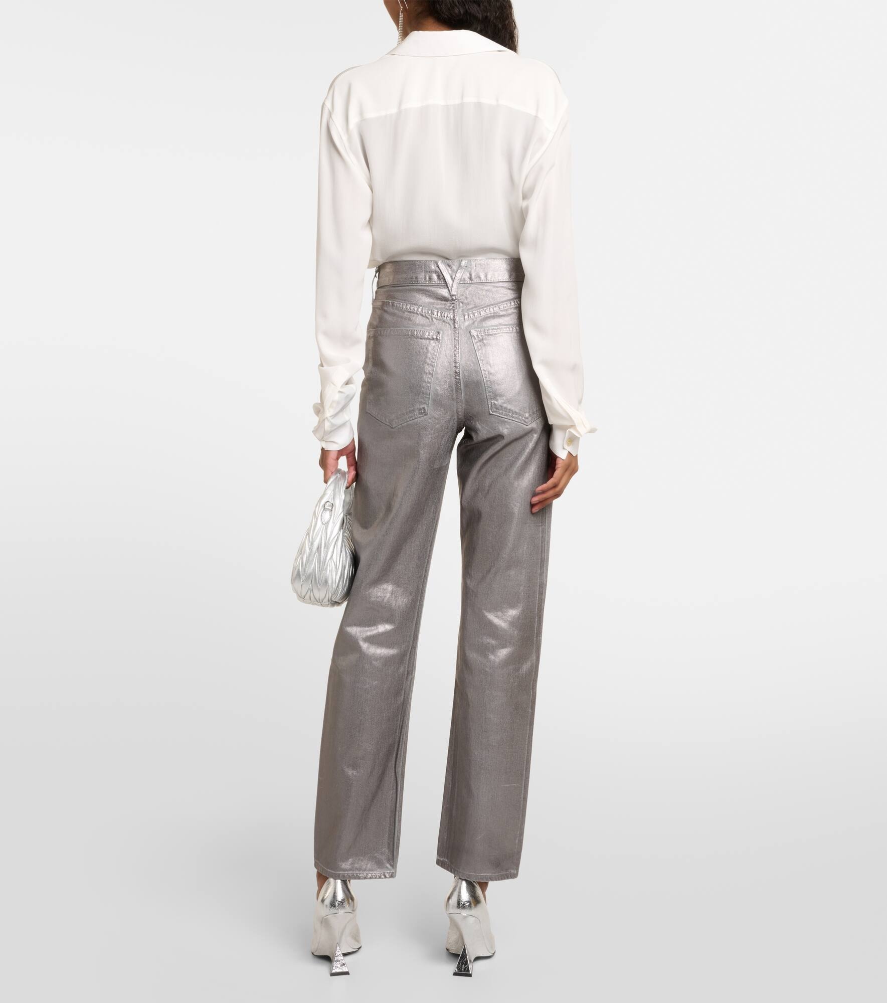 Daniela metallic high-rise straight jeans - 3