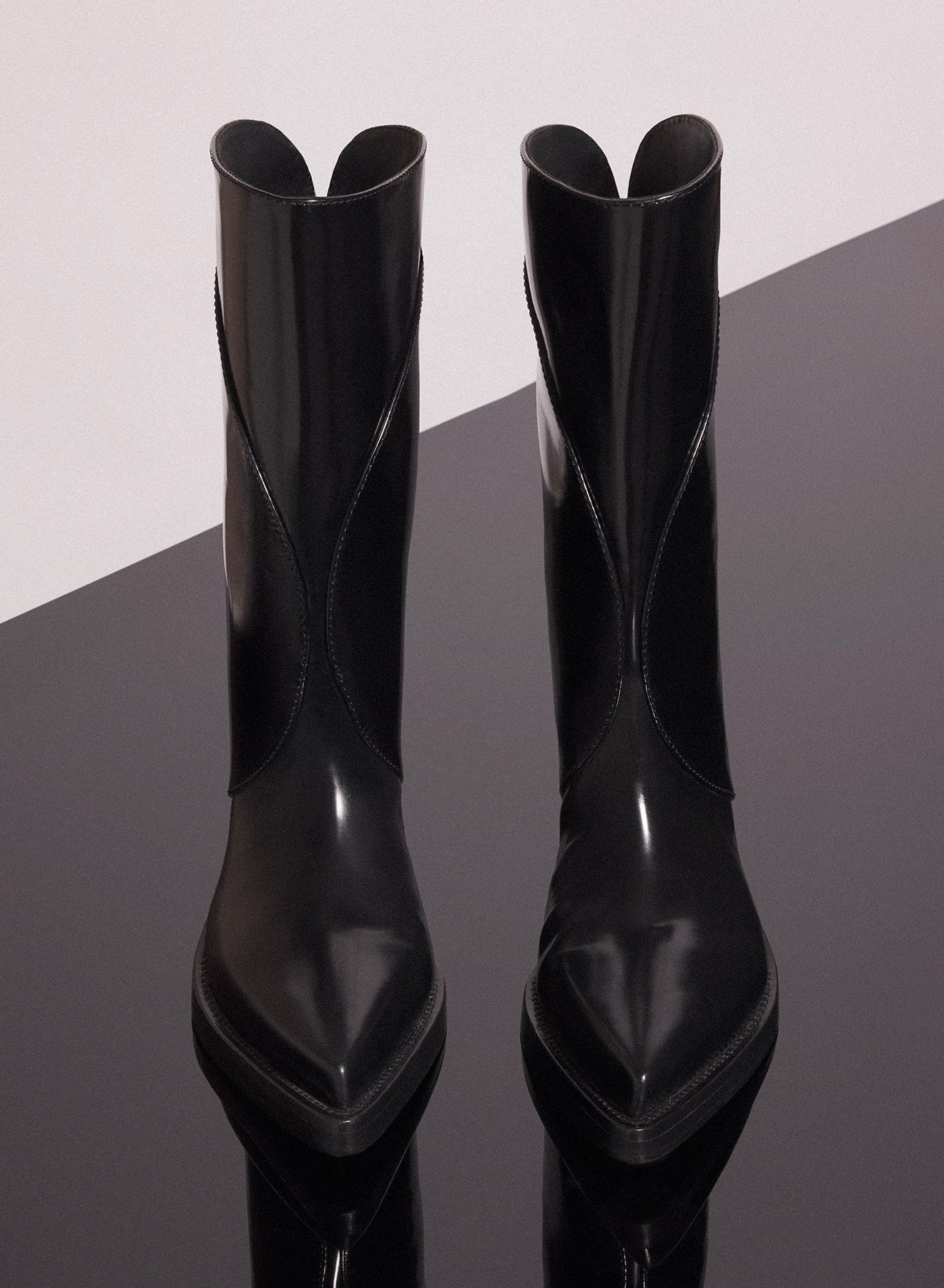 black shiny leather santiag boots - 3