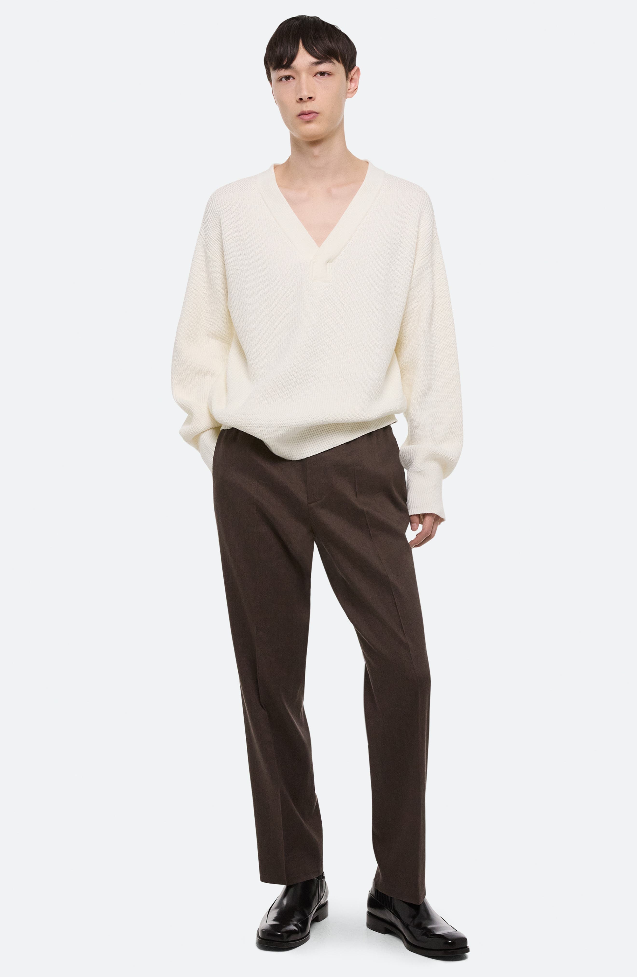Helmut Lang Giunon V-Neck Organic Cotton Sweater in White at Nordstrom - 6