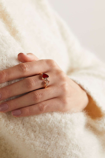 Chopard Happy 18-karat rose gold, carnelian and diamond ring outlook