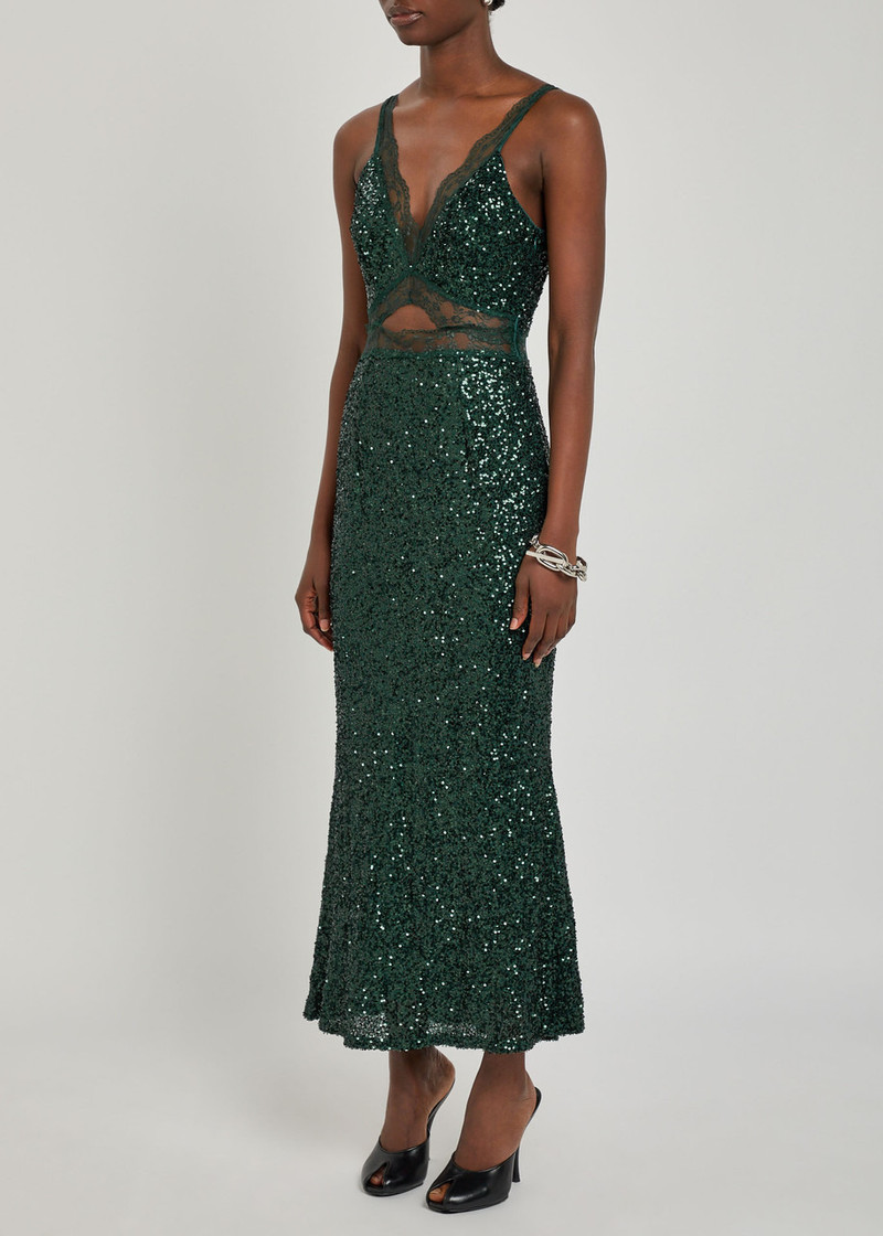 Never Fully Dressed Never Fully Dressed Mimi Sequin-embellished Satin Maxi Dress outlook