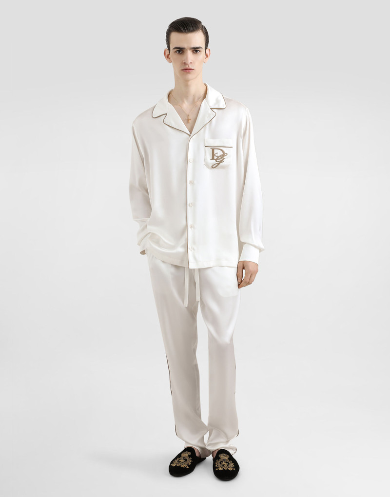 Dolce & Gabbana Silk pajama pants with logo embroidery outlook