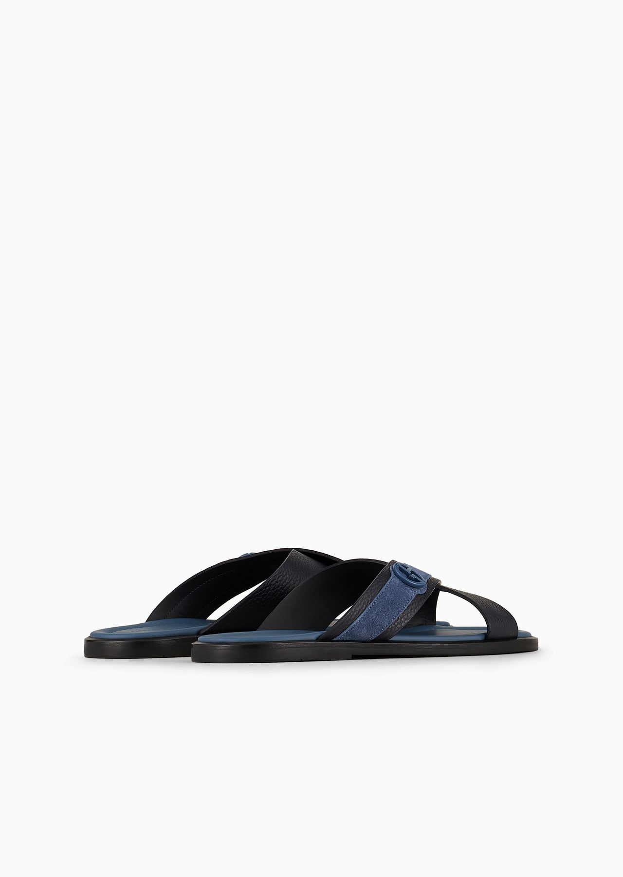 Two-toned, plaited suede cross sandals - 3