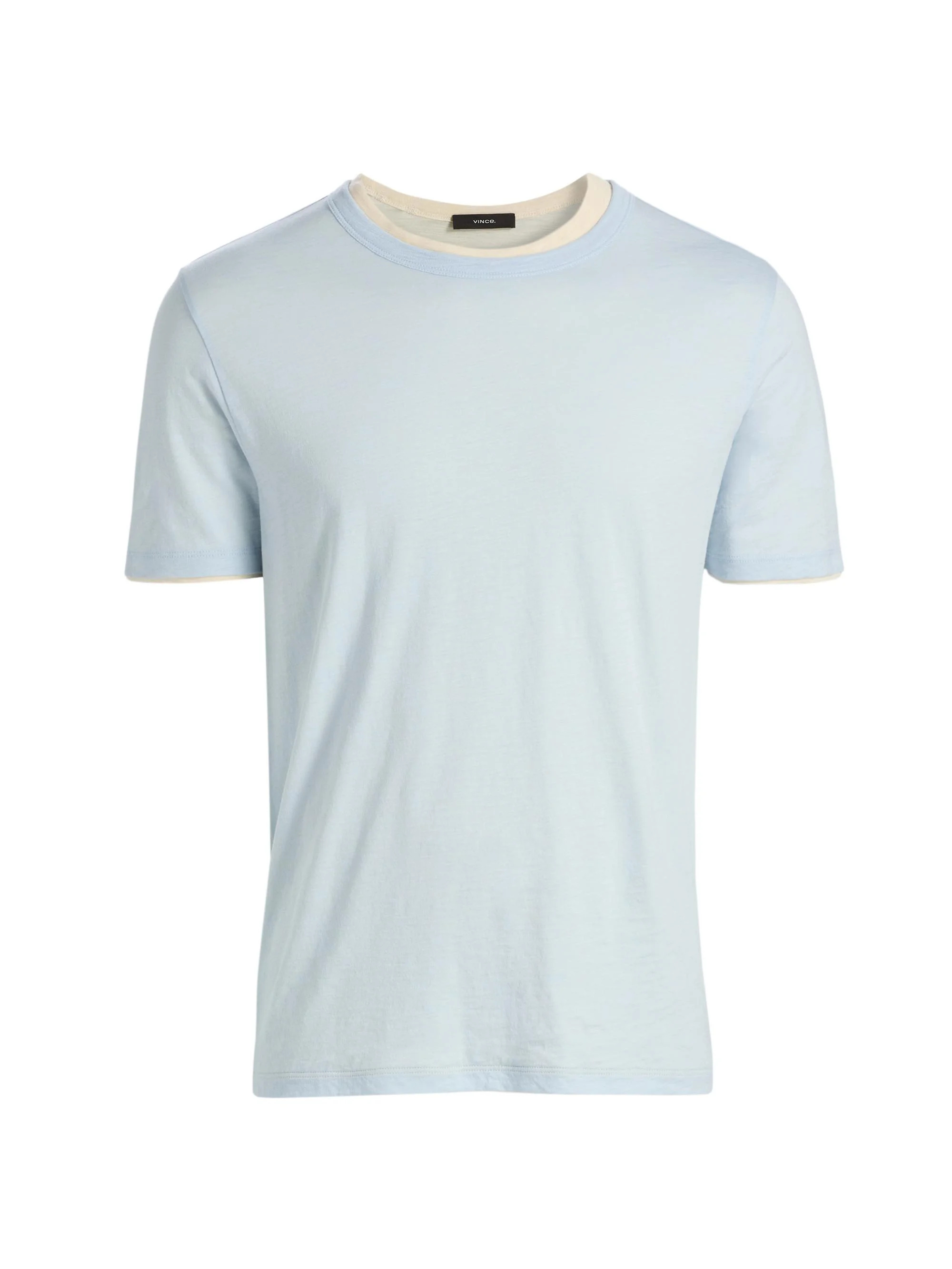 Men's Fine Slub Cotton Double-Layer Crewneck T-Shirt - Playa Blue Smock - 1