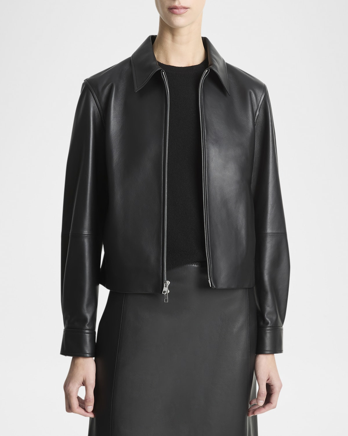 Cropped Faux Leather Jacket - 4