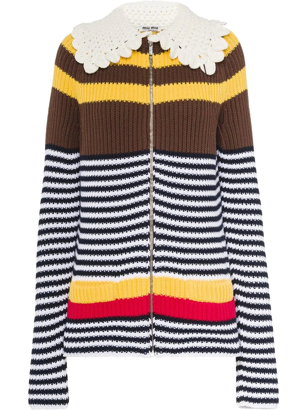 striped zip-up cardigan - 1