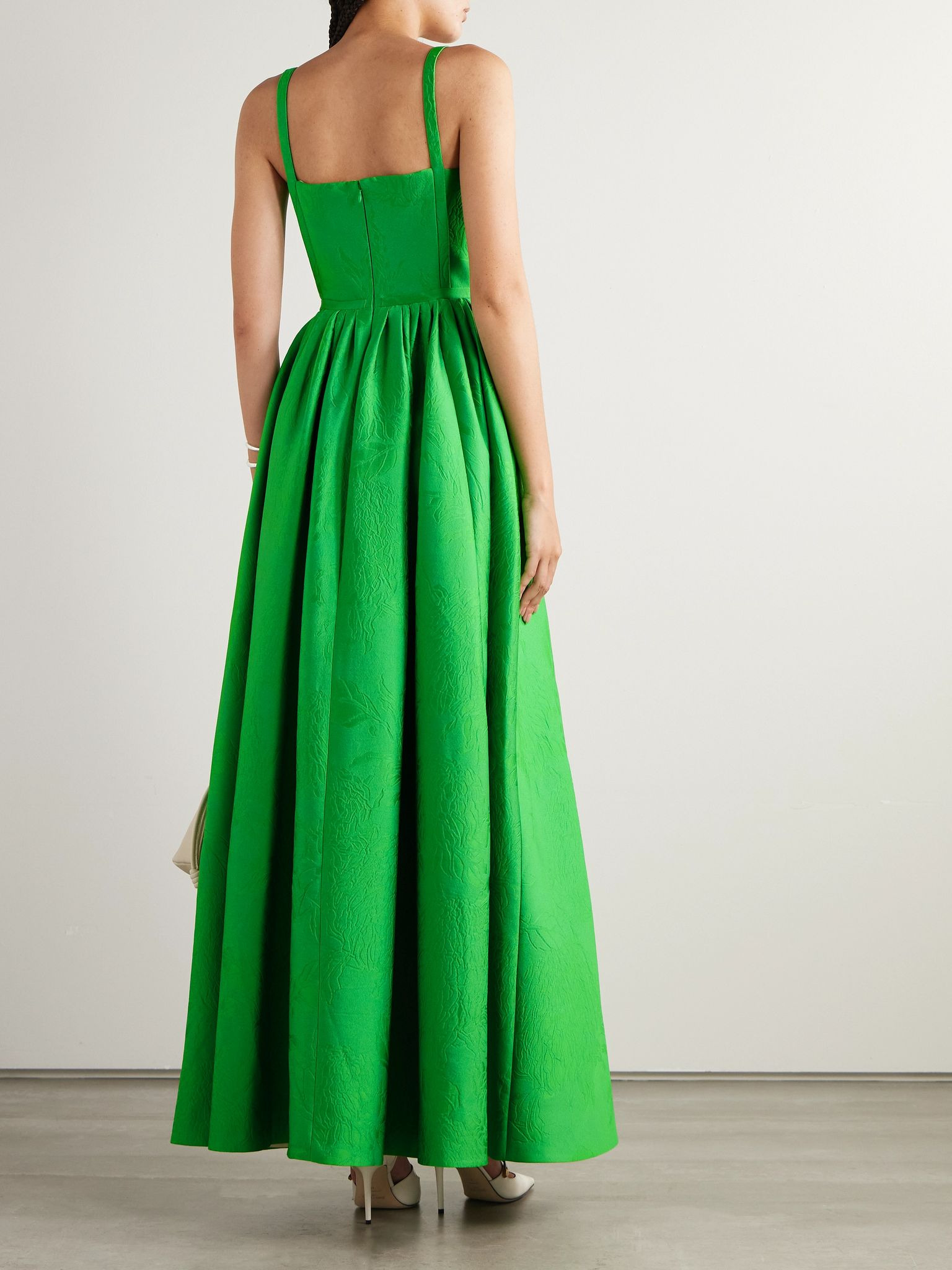 Mathilde pleated cloqué gown Green - 3