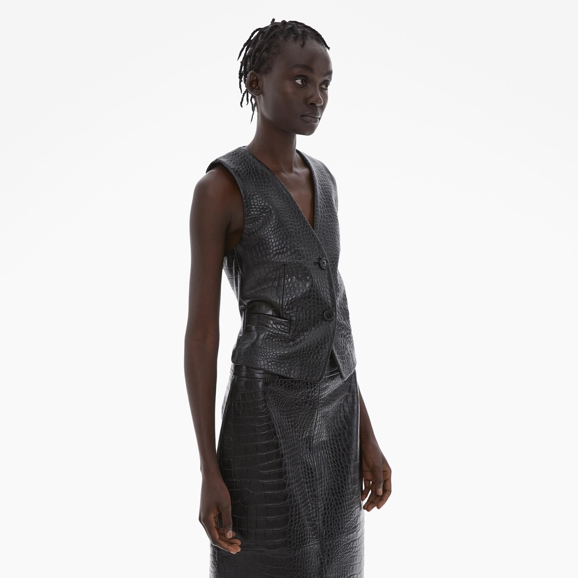 EMBOSSED LEATHER TUXEDO VEST - 5