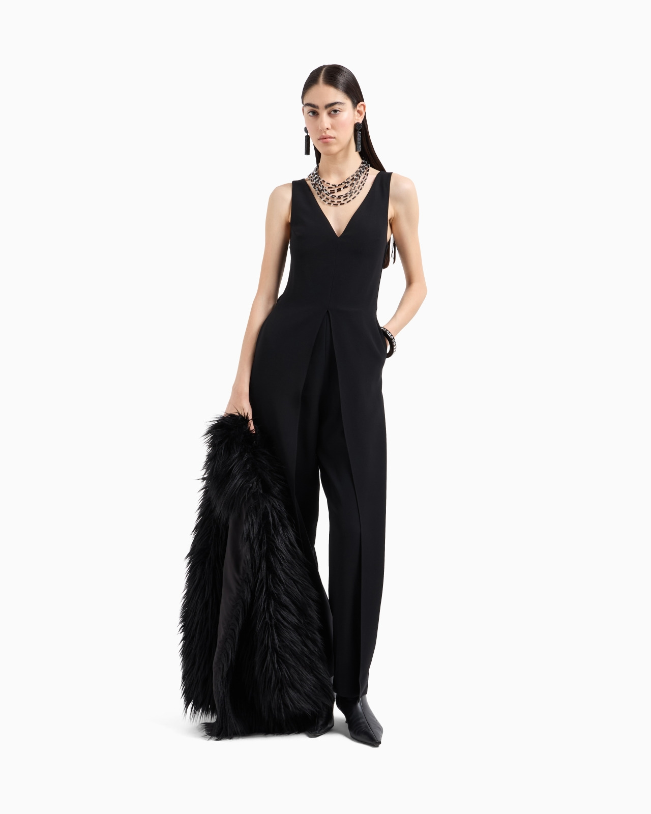 V-neck jumpsuit in technical cady - 2
