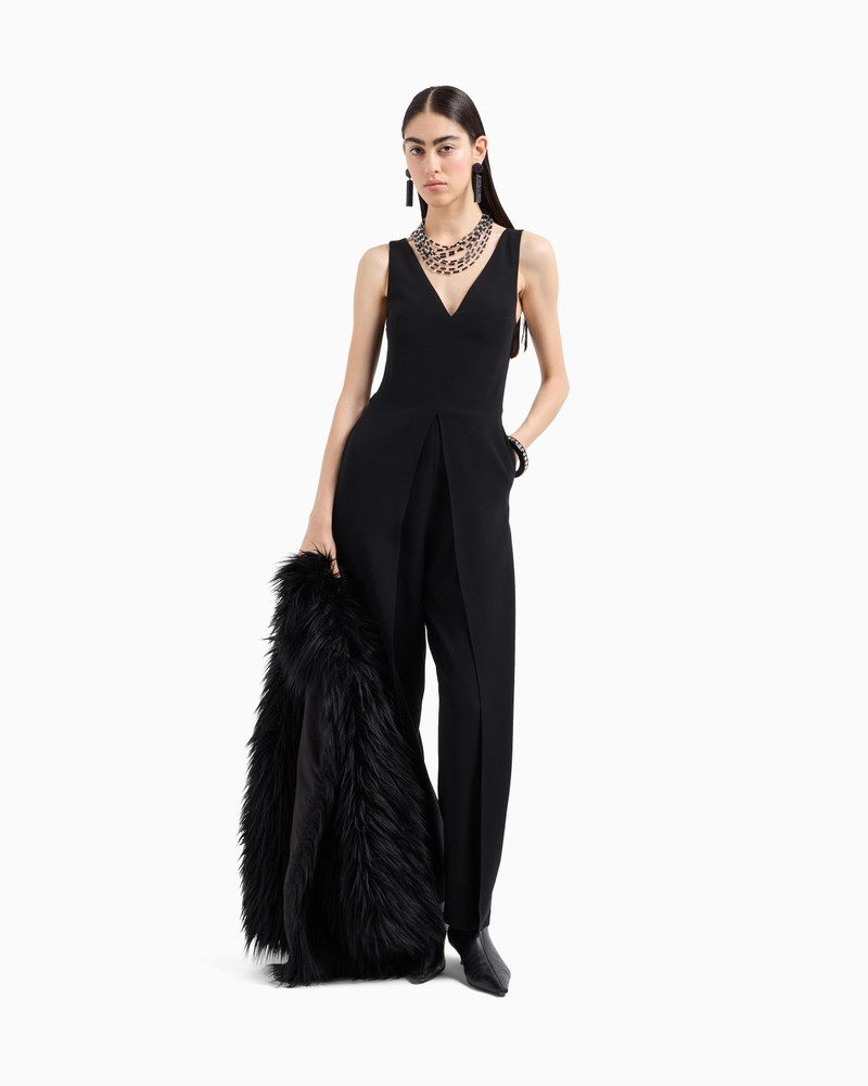 V-neck jumpsuit in technical cady 2