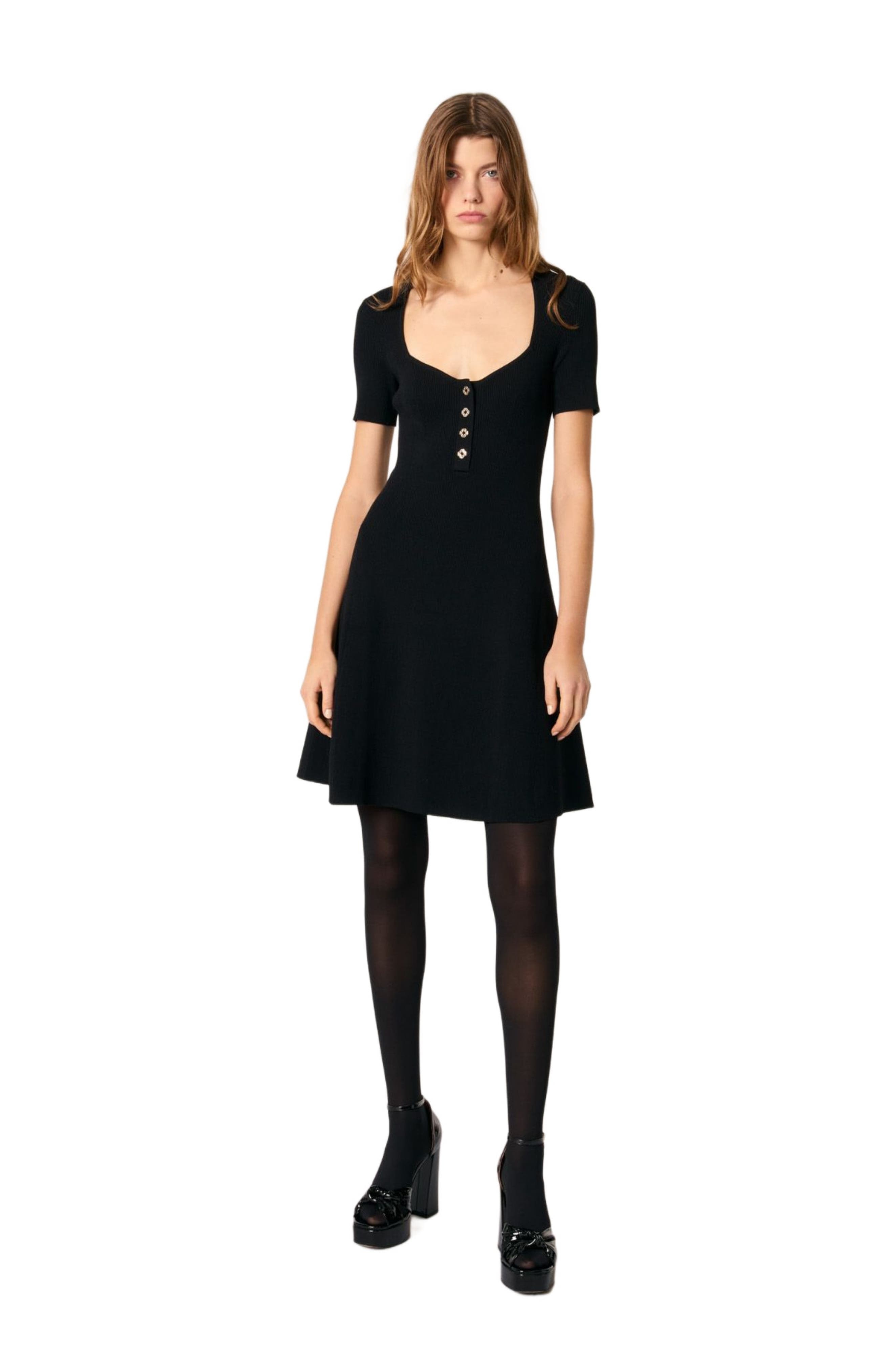 maje Rib knit short dress in Black at Nordstrom - 1