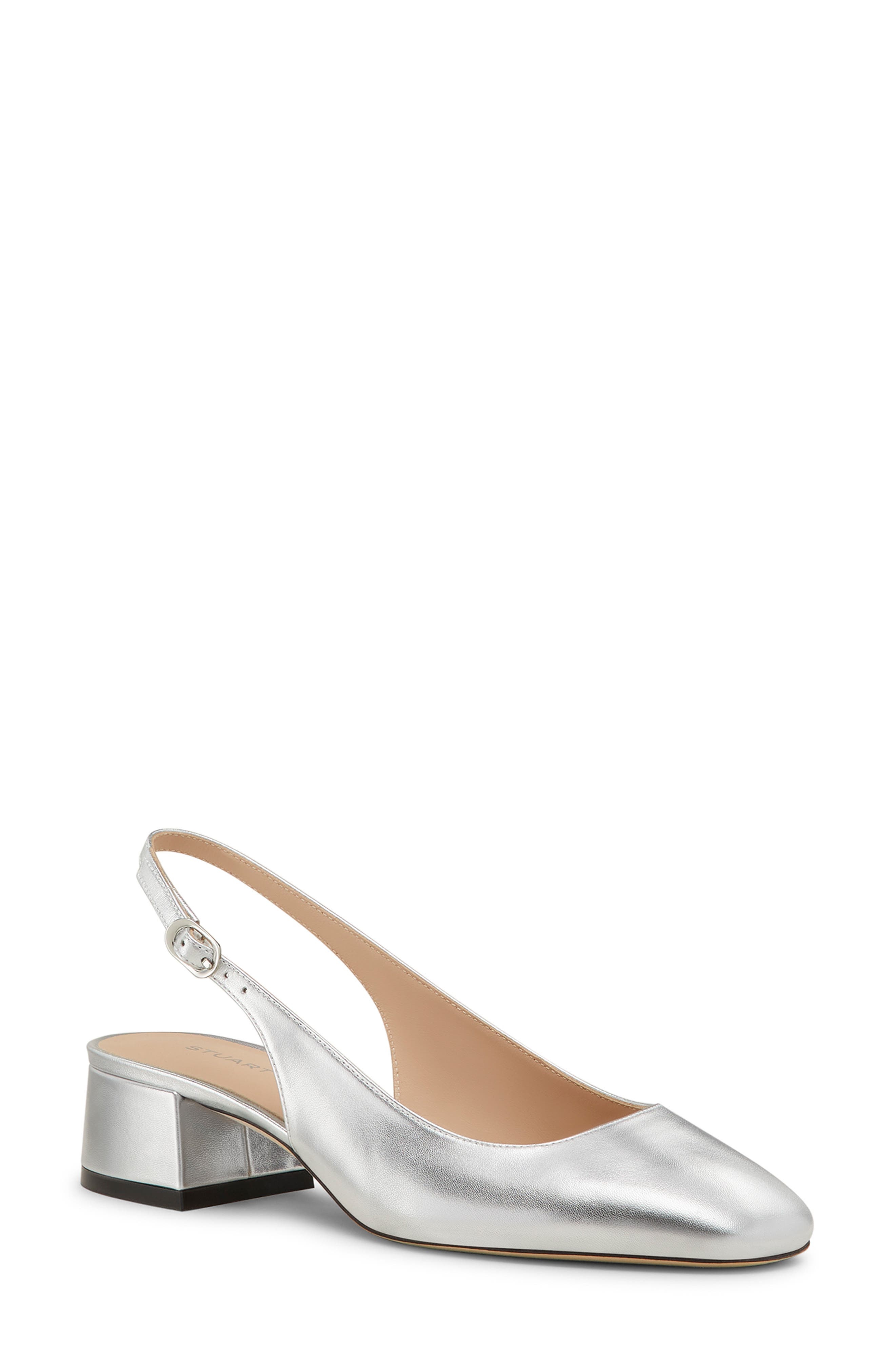 Stuart Weitzman Maeve Slingback Pump in Silver at Nordstrom - 1