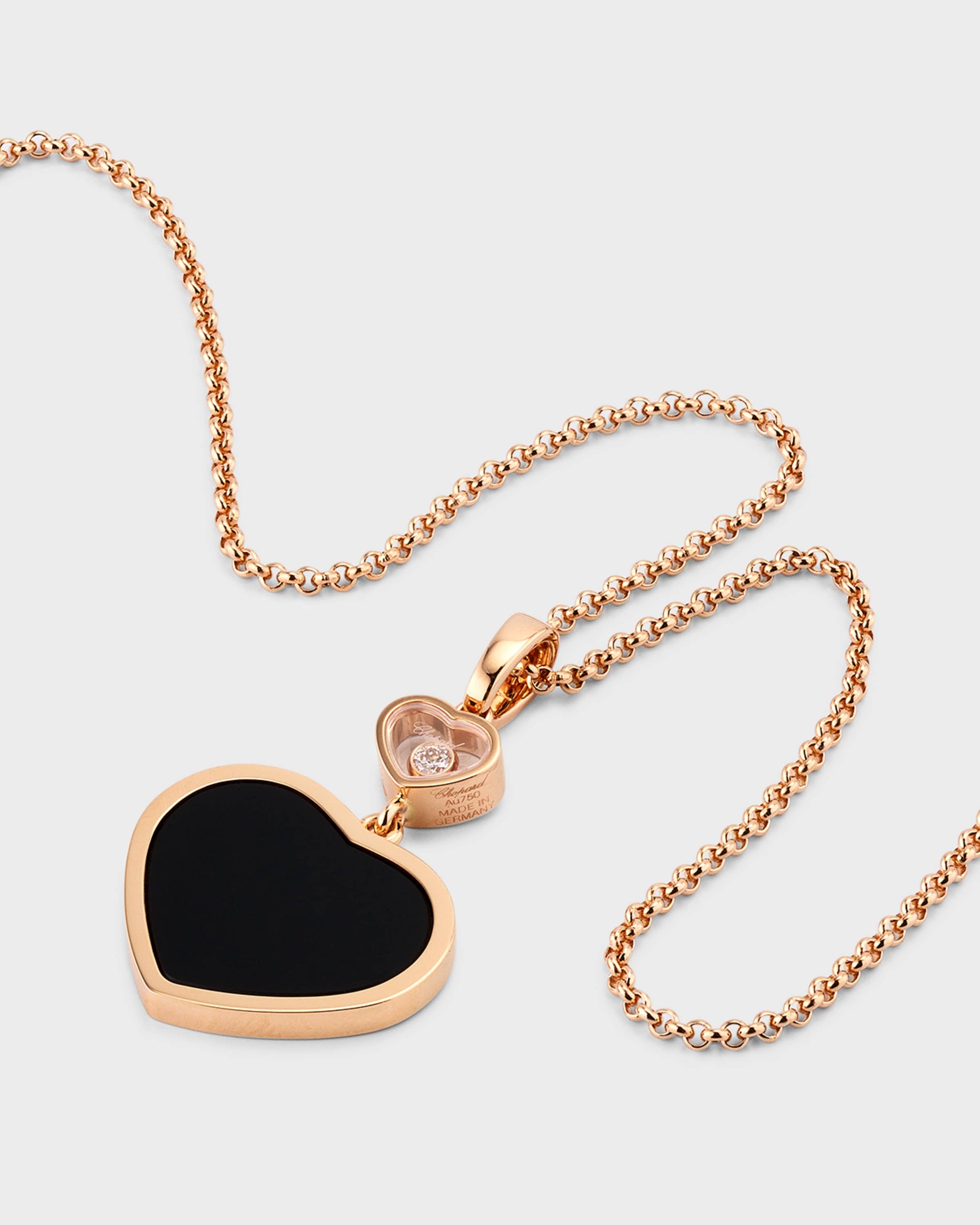 Happy Hearts 18K Rose Gold Onyx & Diamond Pendant Necklace - 4