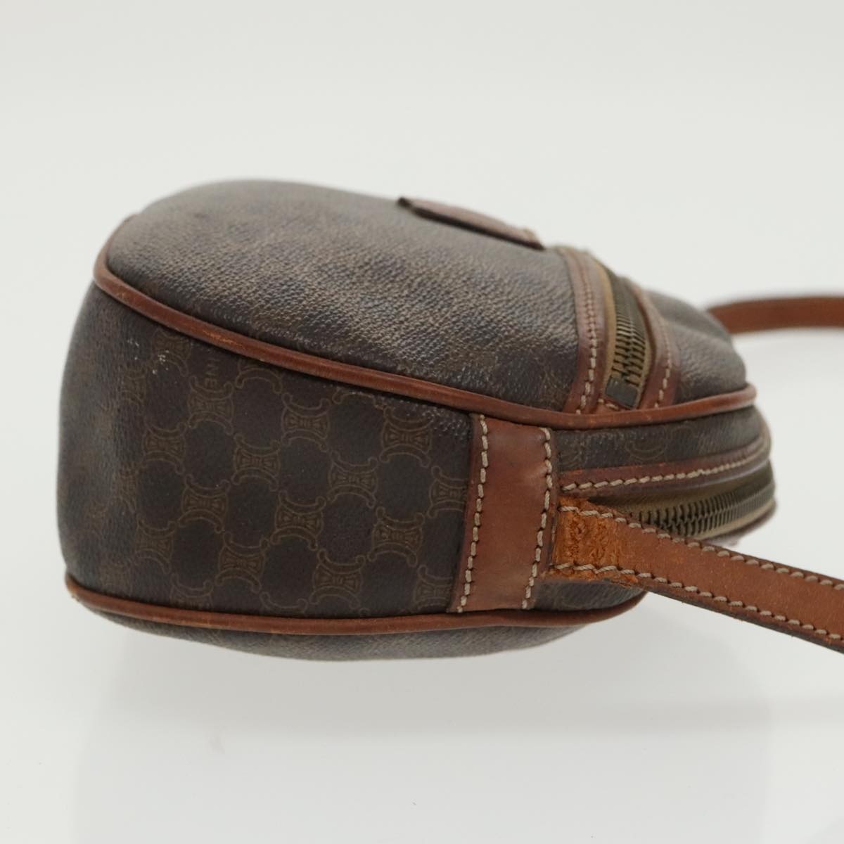 CELINE Macadam Canvas Shoulder Bag Pvc Leather Brown Gold - 4