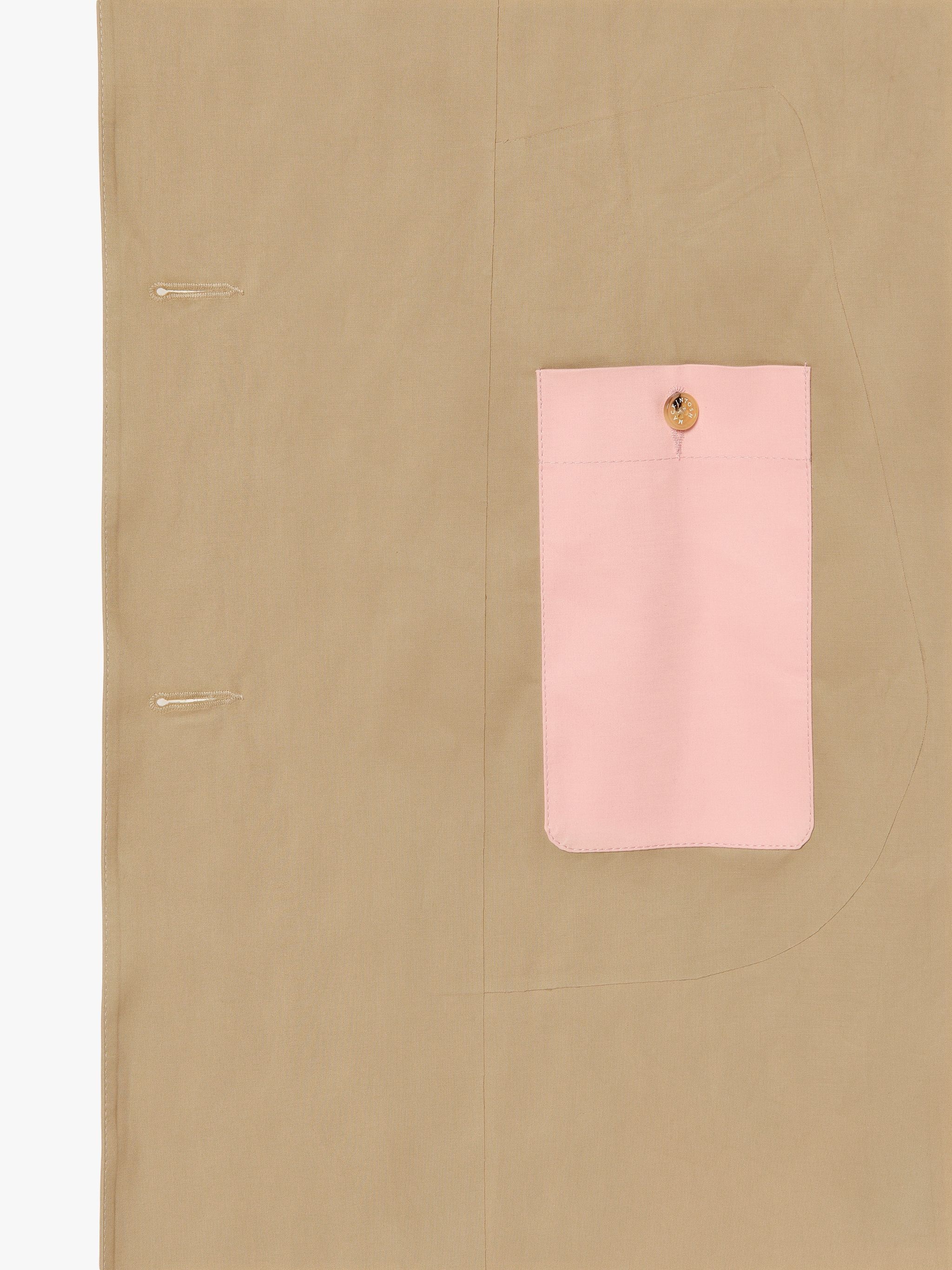 AVA FAWN COLOUR BLOCK BONDED COTTON TRENCH COAT | LRF-300 - 6