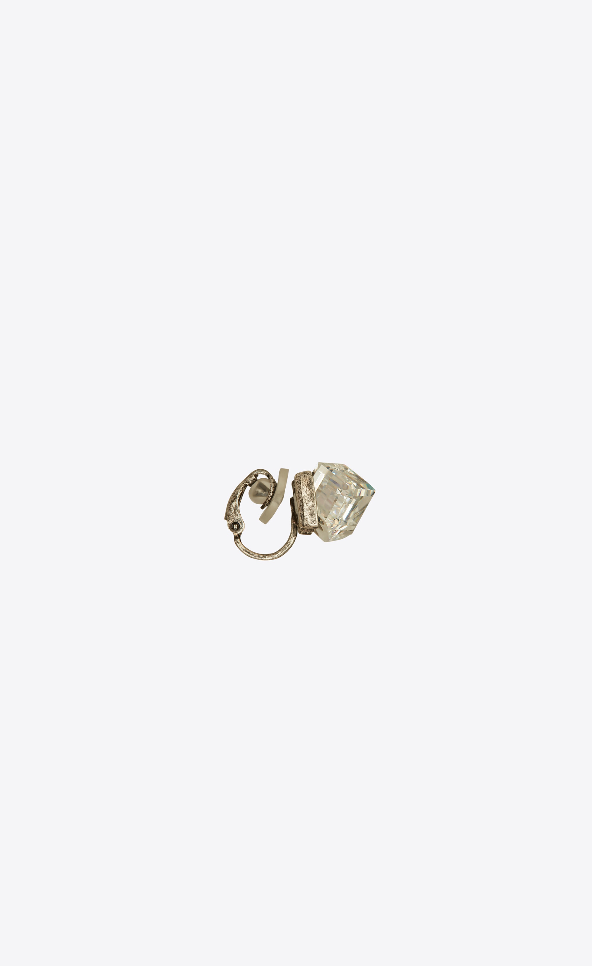 smoking triple-crystal cube clip-on ear jewel in metal - 3
